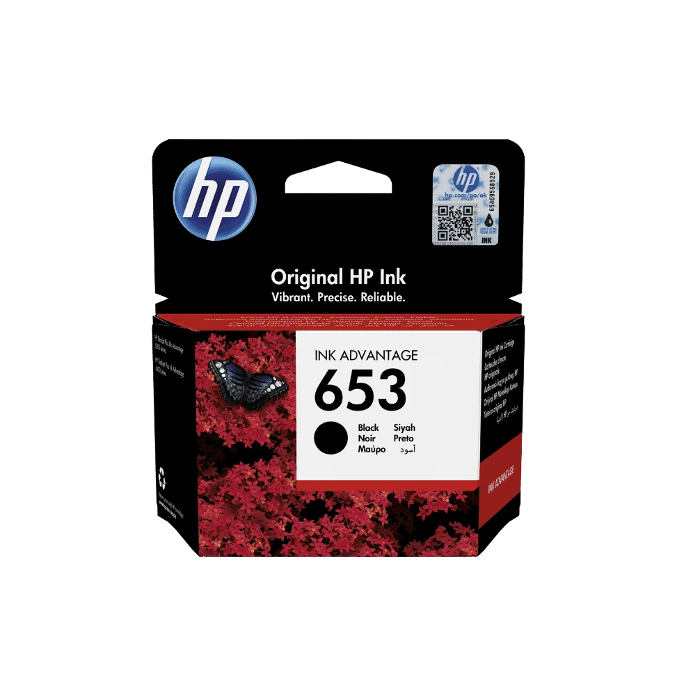 HP 653 noir - Cartouche d'encre HP d'origine Ink Advantage (3YM75AE)