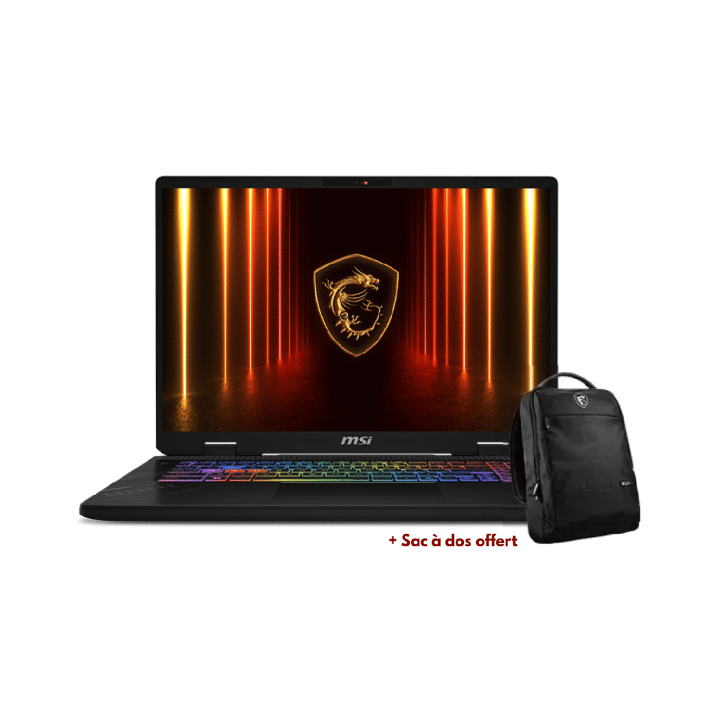 Ordinateur Portable MSI-CROSSHAIR 17 HX AI D2XWGKG-044MA – Ultra 7-255HX 8GB*2 DDR5 1TB SSD W11H + Sac offert (4711377361194)