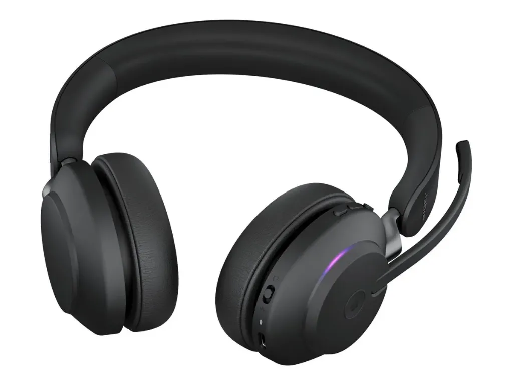 Jabra Casque Evolve2 65 MS Stéréo - Casque sans fil avec adaptateur Link 390a - 3 microphones - Réduction de bruit passive - 37h autonomie - Certifié Microsoft Teams - Noir (26599-999-999)