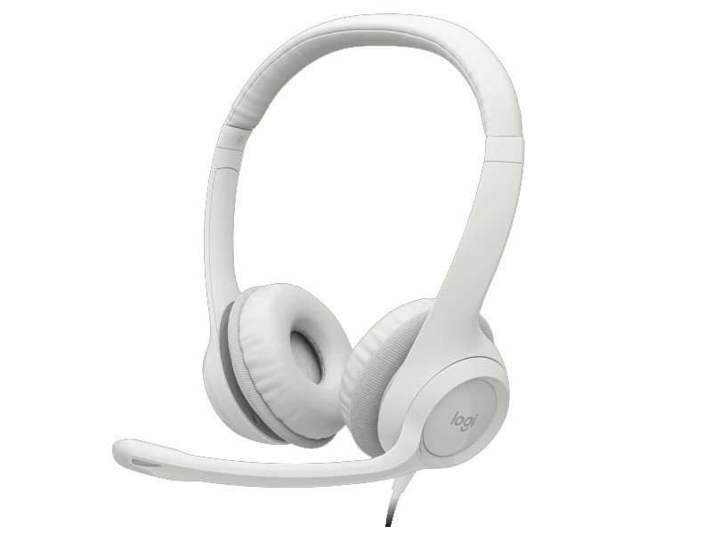 Logitech H390 avec microphone anti-parasite – USB Blanc (981-000406)