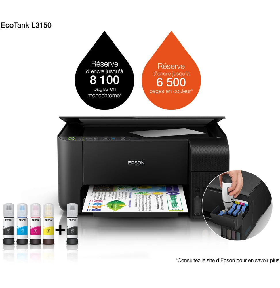 [C11CG86407] Epson EcoTank L3150 Imprimante à réservoirs rechargeables (C11CG86407)