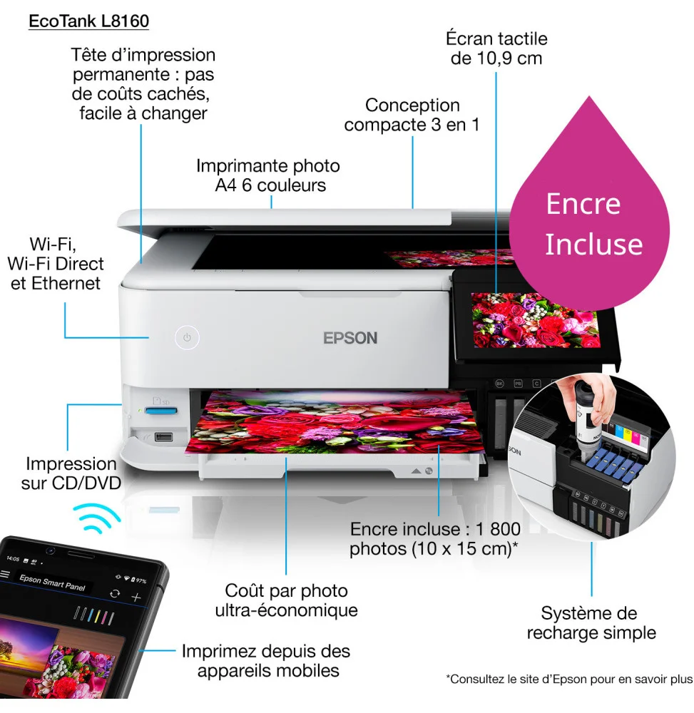 [C11CJ20403] Epson EcoTank L8160 Imprimante photo (C11CJ20403)