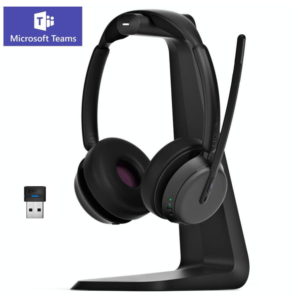Micro-casque sans fil Bluetooth EPOS IMPACT 1061T ANC avec sa base de chargement à induction (1001171)