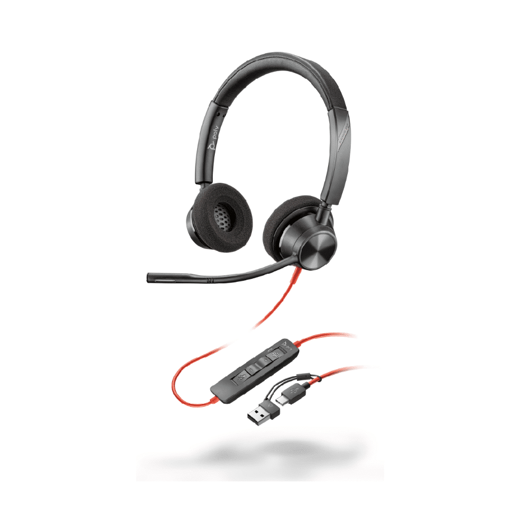 POLY Micro-casque Blackwire 3320 stéréo USB-C certifié Microsoft Teams + adaptateur USB-C/A (8X220AA)