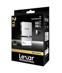 Lexar SSD Portable Professional Go 2TB avec Hub - USB 3.2 Gen 2 1050 Mo/s - Hub 4 ports USB-C - IP65 - Enregistrement ProRes 4K 60fps - Argent (LSL400S002T-RNSNG)