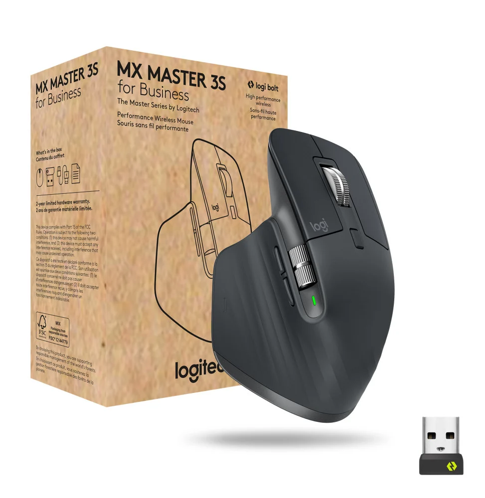 [910-006582] Logitech MX Master 3s for Business souris Droitier RF sans fil + Bluetooth Laser 8000 DPI (910-006582)