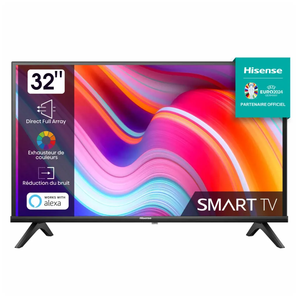 Hisense Smart TV LED 32A4K 80 cm (32") HD - Processeur Quad Core - VIDAA U6 - DTS Virtual:X - Double Tuner - Noir (HIS32A4K)